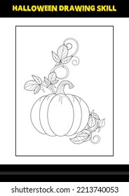 Halloween drawing skill for kids. Halloween drawing skill coloring page for kids.