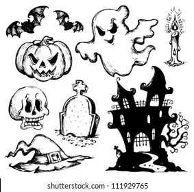 Halloween drawings collection 1 - vector illustration.