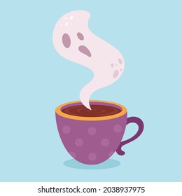 Halloween drink with ghost. Happy Halloween, trick or treat. Vector illustration