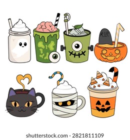 Halloween drink set ghost pumpkin monster cat mummy collection
