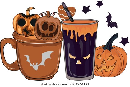 Halloween drink sublimation design for t-shirt and others, Halloween illustration, Halloween t-shirt design