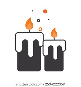 Halloween dripping candles with spooky flames, Vector