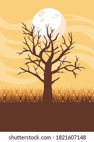 halloween dry tree isolated icon vector illustration design