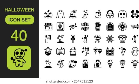 Halloween Dual Tone Icon Set, Wizard, Zombie, Etc