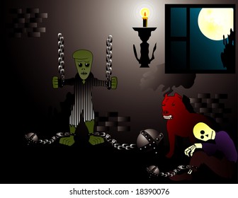 halloween dungeon vector illustration