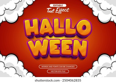 Halloween editable text effect with cloud decoration