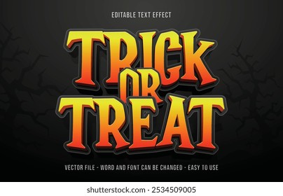 Halloween editable text effect, trick or treat text style effect