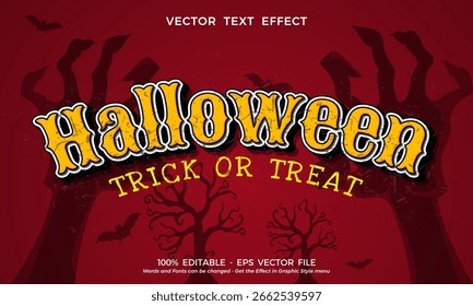 Efeitos de texto editáveis de Halloween com estilos de texto de desenho animado, ilustrações gráficas