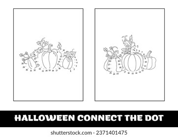 Halloween education numbers game, dot to dot for children. Traced by numbers, Connect dots for numbers..