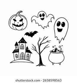 Conjunto preto e branco do elemento de Halloween 