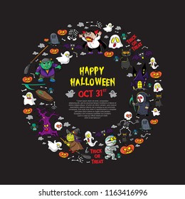 Halloween element and character set vector
