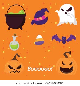halloween element collection vector illustration