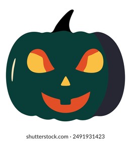 Halloween element dark green pumpkin. Element for halloween in cartoon style. Halloween concept