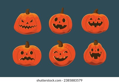 halloween element design with pumpkin set 