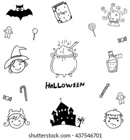 Halloween element magic in doodle hand draw