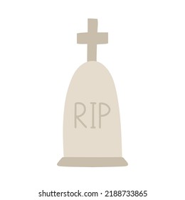 Halloween Element and Object for Design Projects. Tombstone for Halloween. Ancient RIP.