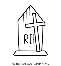 Halloween Element and Object for Design Projects. Tombstone for Halloween. Ancient RIP.