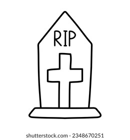 Halloween Element and Object for Design Projects. Tombstone for Halloween. Ancient RIP.