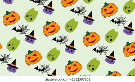 Halloween element pattern background. Halloween element illustration pattern. Halloween element background. Perfect for fabrics, print, textile, wallpaper, and decor. SSTKbackgrounds 