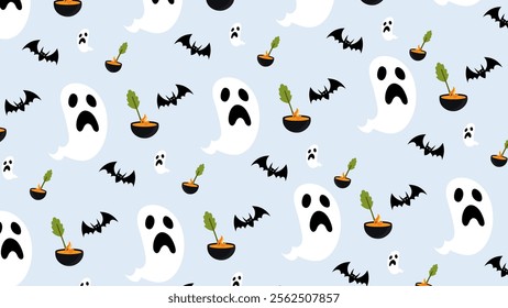 Halloween element pattern background. Halloween element illustration pattern. Halloween element background. Perfect for fabrics, print, textile, wallpaper, and decor. SSTKbackgrounds 