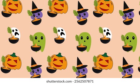 Halloween element pattern background. Halloween element illustration pattern. Halloween element background. Perfect for fabrics, print, textile, wallpaper, and decor. SSTKbackgrounds 