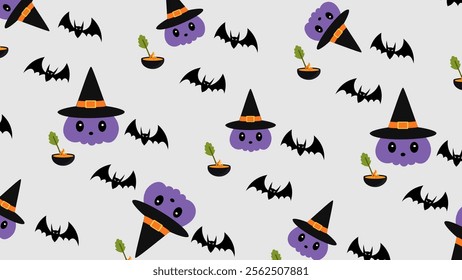 Halloween element pattern background. Halloween element illustration pattern. Halloween element background. Perfect for fabrics, print, textile, wallpaper, and decor. SSTKbackgrounds 