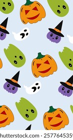 Halloween element pattern background. Halloween illustration pattern. Halloween background. Perfect for fabric, textile, wallpaper, decor, illustration, print, packaging. SSTKbackgrounds
