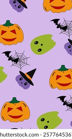 Halloween element pattern background. Halloween illustration pattern. Halloween background. Perfect for fabric, textile, wallpaper, decor, illustration, print, packaging. SSTKbackgrounds
