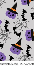 Halloween element pattern background. Halloween illustration pattern. Halloween background. Perfect for fabric, textile, wallpaper, decor, illustration, print, packaging. SSTKbackgrounds
