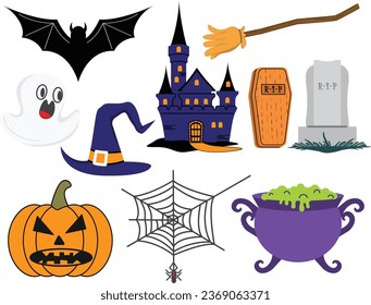 Halloween Element Set, For Halloween Background, Cards, Social Media Element