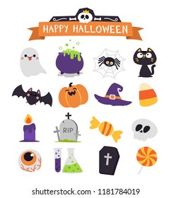 Halloween element set. Cute element for Halloween. Vector illustration.