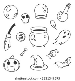 Halloween element set. Doodle art