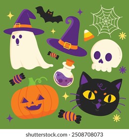 Halloween Element Set Party Cute and Funny. Vector illustration.