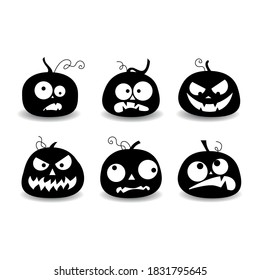 Halloween element set, pumpkin set, pumpkin silhouette, black cat for halloween set, cat silhouette, ghost silhouette set, bat silhouette, spider web and spider