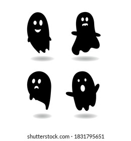 Halloween element set, pumpkin set, pumpkin silhouette, black cat for halloween set, cat silhouette, ghost silhouette set, bat silhouette, spider web and spider