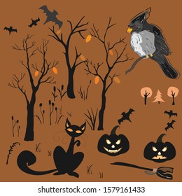 Halloween Element Set. Vector Illustration