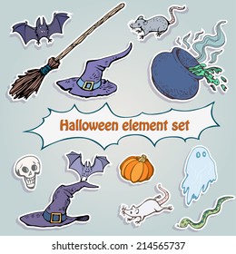Halloween element set. Vector illustration, EPS 10. 