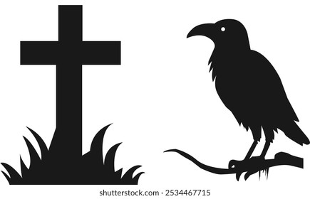 Halloween element silhouette vector style white background