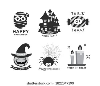 Halloween element symbol set flat deign. Symbols for website, print, magazine, sticker and badge.