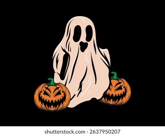 Halloween element vector design, Pumpkin, Halloween typography, Boo, isolated on black background