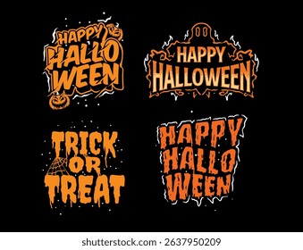Halloween element vector design, Pumpkin, Halloween typography, Boo, isolated on black background