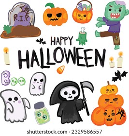 Halloween element vector set hand draw for Halloween cartoon