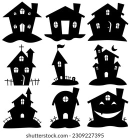 Halloween element vector set, Halloween element simple cartoon style. Ghost house simple cartoon style
