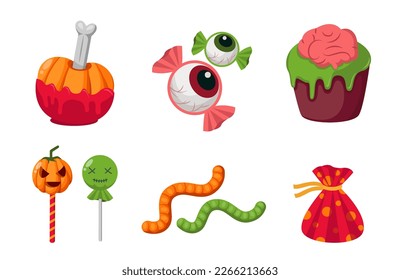 Halloween element vector set with Halloween symbols. Design element for traditional and cultural holiday concept