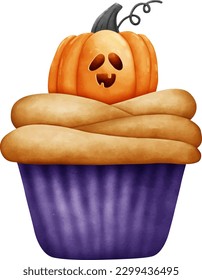Halloween element. Vector watercolor illustration concept. 