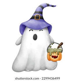 Halloween element. Vector watercolor illustration concept. 