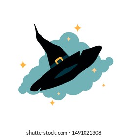 Halloween element witch hat on white background. Witch's magic hat vector element.