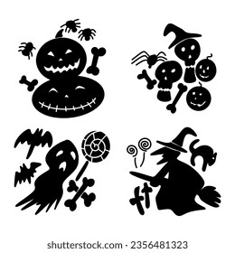 halloween elementn set hand drawing style for design, template, website, etc