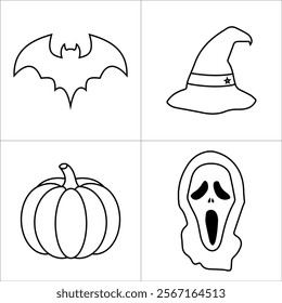 Halloween Elements with black outline