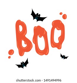 Halloween elements  boo and bat on white background